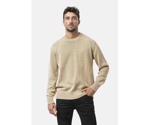 Strickpullover CIPO & BAXX "CP289", Herren, Gr. L, beige (stone), 100% Baumwolle, unifarben, regular fit, Rundhals, Rippstrickbündchen, Pullover Strickpullover, strukturiertes Strickdesign (71171917-L