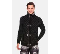 Strickpullover CIPO & BAXX "Pullover", Herren, Gr. L, grau (anthrazit), 100% Polyacryl, gestreift, Basic, regular fit, Strickbündchen, Pullover Strickpullover, mit Verschlussschnalle, CP213 (53679749-