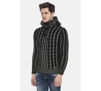 Strickpullover CIPO & BAXX "Pullover", Herren, Gr. XL, schwarz, 100% Polyacryl, gestreift, Basic, regular fit, Strickbündchen, Pullover Strickpullover, im modernen Design mit Kapuze, CP214 (43756064-X