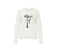Strickpullover CIPO & BAXX "WP255", Damen, Gr. L, weiß (ecru), Casual, regular fit, Rundhals, Pullover Strickpullover, mit Frontprint (74047136-L) ecru