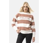 Strickpullover CIPO & BAXX "WP263", Damen, Gr. S, ecru, rose, 50% Baumwolle, 50% Polyacryl, gestreift, regular fit, Rundhals, Rippbündchen, Pullover Strickpullover, Streifenmuster mit Frontprint (8531