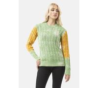 Strickpullover CIPO & BAXX "WP266", Damen, Gr. M, grün, 100% Baumwolle, gemustert, regular fit, Rundhals, Rippstrickbündchen, Pullover Strickpullover, mit Zopfmuster (16313049-M) grün