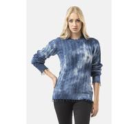 Strickpullover CIPO & BAXX "WP268", Damen, Gr. L, blau (indigo), 100% Baumwolle, gemustert, regular fit, Rundhals, Rippbündchen, Pullover Strickpullover, Tie-Dye Optik (24843655-L) indigo