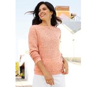 Strickpullover CLASSIC BASICS "Ajour-Pullover", Damen, Gr. 44, rosa (apricot, ecru, meliert), 100% Polyacryl, meliert, Pullover Strickpullover (48635762-44) apricot, ecru, meliert