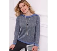 Strickpullover CLASSIC BASICS "Fledermaus-Pullover", Damen, Gr. 56, grau (marine, royalblau), 77% Polyacryl, 15% Polyester, 8% metallisierte Fasern, unifarben, Pullover Strickpullover (27829600-56) ma