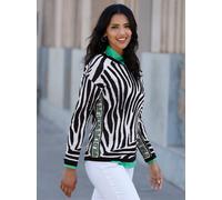 Strickpullover CLASSIC BASICS "Rundhals-Pullover", Damen, Gr. 40, schwarz-weiß (schwarz, weiß, gemustert), 100% Polyacryl, animal-print, gemustert, mehrfarbig, Pullover Strickpullover (21243841-40) sc