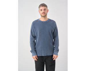 Strickpullover CLEPTOMANICX "Boxy Crewneck Thermal", Damen, Gr. XL, blau (dunkelblau), 100% Baumwolle, unifarben, normal, Rundhals, Pullover Strickpullover, im lockeren Schnitt (74509344-XL) dunkelbla