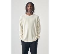 Strickpullover CLEPTOMANICX "Boxy Crewneck Thermal", Herren, Gr. L, weiß (beige), 100% Baumwolle, unifarben, normal, Rundhals, Pullover Strickpullover, im lockeren Schnitt (52209454-L) beige