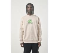 Strickpullover CLEPTOMANICX "Embrace Football", Damen, Gr. M, beige (beige, meliert), 100% Baumwolle, bedruckt, normal, Rundhals, Pullover Strickpullover, mit coolem Print vorne (48488747-M) beige, me