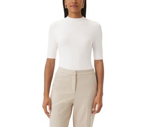 Strickpullover COMMA, Damen, Gr. 38, beige (ecru), Feinstrick, Obermaterial: 81% Viskose, 17% Polyamid, 2% Elasthan, körpernah normal, Rundhals, Pullover Strickpullover, mit Turtleneck, halbarm (46438