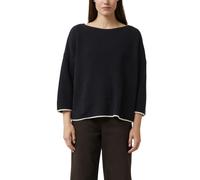 Comma Strickpullover Damen – 100% Baumwolle, U-Boot-Ausschnitt, kontrastfarbene Details – Navy Gr. 40
