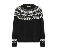 Strickpullover CREAM "Strickpullover CRCherrie", Damen, Gr. L, schwarz (pitch schwarz with weiß jaquard), Obermaterial: 32% Polyacryl PAN. 32% Polyester PES. 20% Wolle mw. 12% Nylon NY. 4% Elasthan EL