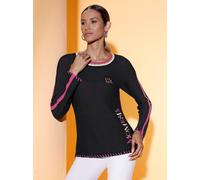 Strickpullover CREATION L "Modal-Baumwoll-Pullover", Damen, Gr. 52, schwarz, fuchsia, 50% Baumwolle, 50% Modal, gemustert, unifarben, Pullover Strickpullover (66102407-52) schwarz, fuchsia