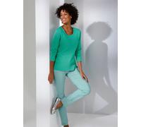 Strickpullover CREATION L PREMIUM "Lyocell-Baumwoll-Pullover", Damen, Gr. 46, blau (blaugrün), 70% Lyocell, 30% Baumwolle, unifarben, Pullover Strickpullover (35466045-46) blaugrün