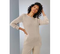Strickpullover CREATION L PREMIUM "Lyocell-Baumwoll-Pullover", Damen, Gr. 50, beige (beige, meliert), 70% Lyocell, 30% Baumwolle, meliert, Pullover Strickpullover (83427427-50) beige, meliert