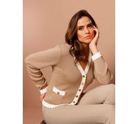 Strickpullover CREATION L PREMIUM "Merino-Pullover", Damen, Gr. 38, braun (camel, ecru), 100% Schurwolle, unifarben, Pullover Strickpullover (95276520-38) camel, ecru