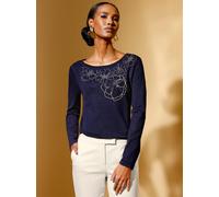 Strickpullover CREATION L "Pullover", Damen, Gr. 38, blau (marine), 70% Viskose, 30% Polyamid, unifarben, Pullover Strickpullover (77729108-38) marine