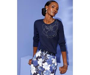 Strickpullover CREATION L "Pullover", Damen, Gr. 38, blau (marine), 70% Viskose, 30% Polyamid, unifarben, Pullover Strickpullover (87891240-38) marine