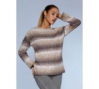 Strickpullover CREATION L "Pullover", Damen, Gr. 40, braun (dunkeltaupe, ecru, meliert), 51% Polyacryl, 40% Polyamid, 9% Wolle, unifarben, Pullover Strickpullover (71048306-40) dunkeltaupe, ecru, meli