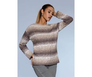 Strickpullover CREATION L "Pullover", Damen, Gr. 42, braun (dunkeltaupe, ecru, meliert), 51% Polyacryl, 40% Polyamid, 9% Wolle, unifarben, Pullover Strickpullover (71048306-42) dunkeltaupe, ecru, meli