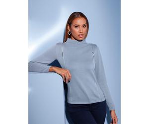 Strickpullover CREATION L "Pullover", Damen, Gr. 44, blau (bleu), 60% Viskose, 40% Baumwolle, unifarben, Pullover Strickpullover (15445637-44) bleu