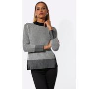 Strickpullover CREATION L "Pullover", Damen, Gr. 48, schwarz-weiß (ecru, schwarz), 70% Baumwolle, 30% Polyacryl, gemustert, Pullover Strickpullover (85541668-48) ecru, schwarz