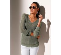 Strickpullover CREATION L "Pullover", Damen, Gr. 50, grün, 80% Polyacryl, 20% Polyamid, unifarben, Pullover Strickpullover (77342948-50) grün