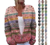 strickpullover damen baumwolle Strickjacke Norweger Winter Strickpullover Langarm Weihnachtspullover Muster Weich Strickmantel Bunt Gestrickt Grobstrickjacke SchöNe übergangsjacke damen lang beige