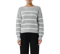 Strickpullover, Damen, Gr. S (36), grau (graumelange stripe), Strick, Obermaterial: 100% Baumwolle, COMMA CASUAL IDENTITY, gestreift, normal, Rundhals, Strickbündchen, Pullover, im Loose Fit (65583265