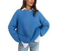 Strickpullover Damen Grobmaschig - Damen Pullover Grobstrick Oversize Strickpullover: Grobstrick Sweatshirt Einfarbig Winterpullover Große Größen Langarmshirt Langarm Longpullover Grobstrickpullover