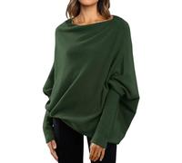 Strickpullover Damen Lang Damen Strickpullover Langarm Rundhals Halloween Sweatshirt Fledermaus Feinstrickpullover Oversize Kuschelpullover Flauschig Winterpullover Oberteile Warm Lang Sweatshirt