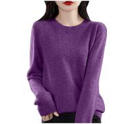 Strickpullover Damen Slim Fit Pullover Dünn Herbst Sweater Kuscheliger Langarmshirt Frauen Elegant Sweater Baumwoll Sweatshirt Tunika Oberteil Langarm Winterpullover Weicher Pulli Loungewear Unterhemd