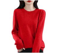 Strickpullover Damen Slim Fit Pullover Dünn Herbst Sweater Kuscheliger Langarmshirt Frauen Elegant Sweater Baumwoll Sweatshirt Tunika Oberteil Langarm Winterpullover Weicher Pulli Loungewear Unterhemd