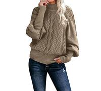 Strickpullover Damen, Strickpullover Damen Grobmaschig Oversized Strickpullover Langarm Basic Baumwoll Rolli Sweater Damen Warme Elegant Pullover Damen Kaschmir Damen Norweger Rollkragenpullover