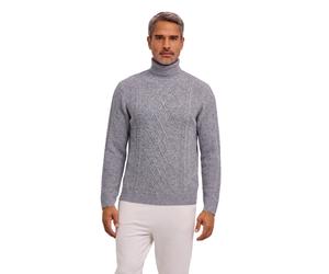 Strickpullover FALKE "FALKE Pullover", Herren, Gr. M, grau (m.grau mel (3530)), Pullover Strickpullover (49777557-M) m.grau mel (3530)