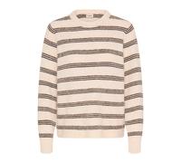 Strickpullover FRANSA "Damen Langarm FRKENDRA", Damen, Gr. L, beige (oatmeal stripe), Obermaterial: 53% Polyester PES. 39% Polyacryl PAN. 5% Wolle mw. 3% Elasthan EL., Pullover Strickpullover (3252874