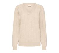 Strickpullover FRANSA "Damen Strickpullover FRKATA", Damen, Gr. L, beige (feather gray melange), Obermaterial: 50% Viskose CV. 28% Polyester PES. 22% Nylon NY., Pullover Strickpullover (78400262-L) fe