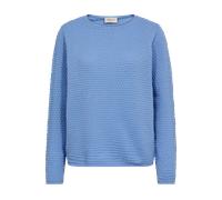 Strickpullover FREEQUENT "FQDODO-PU-DOTTIE", Damen, Gr. L, vista blau, Strick, Obermaterial: 100% Baumwolle, bequem hüftbedeckend, Rundhals, Bündchen, Pullover Strickpullover, mit Strick-Knoten-Detail