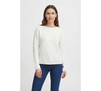 Strickpullover FREEQUENT "FQDODO-PU-DOTTIE", Damen, Gr. XXL, weiß (off, weiß), Feinstrick, Obermaterial: 100% Baumwolle, unifarben, bequem hüftbedeckend, Rundhals, Bündchen, Pullover Strickpullover, m