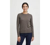 Strickpullover FREEQUENT "FQKATIE-PULLOVER", Damen, Gr. XL, braun (morel melange), Strick, Obermaterial: 82% Viskose, 16% Polyamid, 2% Elasthan, unifarben, bequem hüftbedeckend, Rundhals, Bündchen, Pu