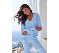 Strickpullover FRENCH CONNECTION, Damen, Gr. 40/42, blau (blau, meliert), Rippstrick, Obermaterial: 50% Viskose (LENZING ECOVERO), 28% Polyester, 22% Polyamid, meliert, unifarben, casual, bequem hüftl