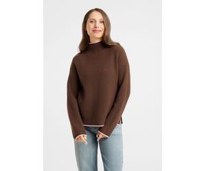 Strickpullover FRIEDA & FREDDIES "Frieda & Freddies Rippstrickpullover mit Stehkragen", Damen, Gr. 38, braun (mocha), 49% Viskose, 27% Polyester, 24% Polyamid, Pullover Strickpullover (47760049-38) mo
