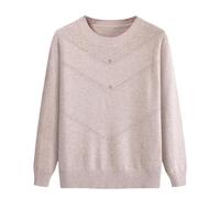 Strickpullover Für Ältere Menschen Mittleren Alters Und Senioren, Rundhalsausschnitt, Lange Ärmel, Eleganter Pullover Für Alte Damen, Vintage, Einfarbig, Leichtes Sweatshirt Für Mütter, Hellbr