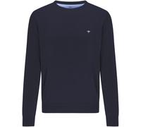 Strickpullover FYNCH-HATTON "FYNCH-HATTON Langarmpullover", Damen, Gr. XL (56), blau (navy), Strick, Obermaterial: 100% Baumwolle, unifarben, normal hüftbedeckend, Rundhals, Flachstrickbündchen, Pullo