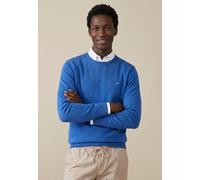 Strickpullover FYNCH-HATTON "FYNCH-HATTON Langarmpullover", Herren, Gr. L, blau (azure), Strick, Obermaterial: 100% Baumwolle, unifarben, normal hüftbedeckend, Rundhals, Flachstrickbündchen, Pullover 