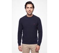 Strickpullover FYNCH-HATTON, Herren, Gr. 3XL, blau (navy), Strick, Obermaterial: 100% Baumwolle, bestickt, unifarben, regular fit hüftbedeckend, Rundhals, Bündchen, Pullover Strickpullover, mit Logo-S