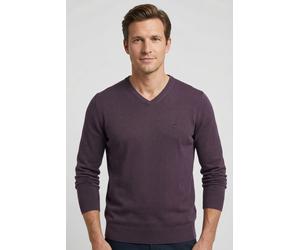 Strickpullover FYNCH-HATTON, Herren, Gr. 4XL, lila (aubergine), Feinstrick, Obermaterial: 100% Baumwolle, unifarben, hüftbedeckend, V-Ausschnitt, Flachstrickbündchen, Pullover Strickpullover, aus Baum
