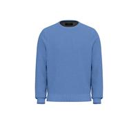 Strickpullover FYNCH-HATTON, Herren, Gr. M, blau (crystal blau), Strick, Obermaterial: 100% Baumwolle, unifarben, casual, regular fit taillenbedeckt, Rundhals, Langarm Rippbündchen, Pullover, mit Ripp