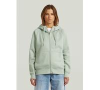 Strickpullover G-STAR "Premium Core 2.1 Hooded Zip Thru Sweatshirt", Damen, Gr. L, grün (pale grün), Obermaterial: 55% Baumwolle, 45% Polyester, Pullover Strickpullover (59559466-L) pale grün