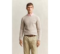 Gant Herren Strickpullover COTTON CABLE NECK, sand, Gr. XXL